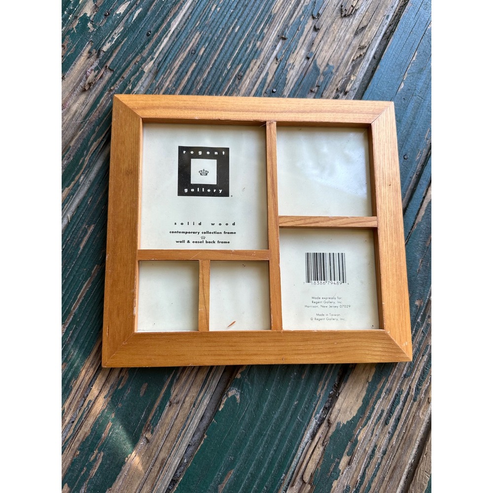 Regent Gallery Solid Wood Collage Picture Frame 4 Openings Natural Wood 8.5x8.5